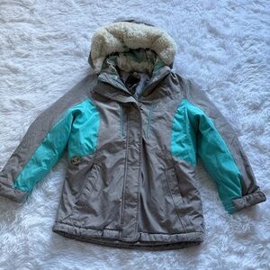 Gerry Kid’s Girls 3 in 1 ski snow jacket outdoors EUC Teal Grey SZ  M 7/8